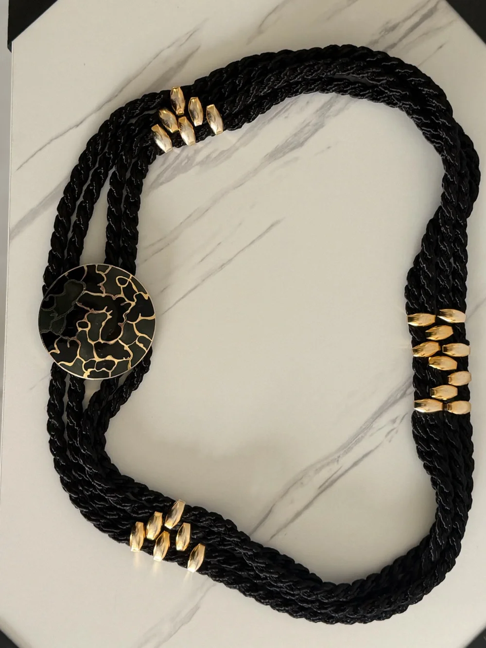 Vintage Black and Gold Rope Belt